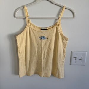 Alore Soft Yellow Vintage Ribbed Camisole with Center Logo
